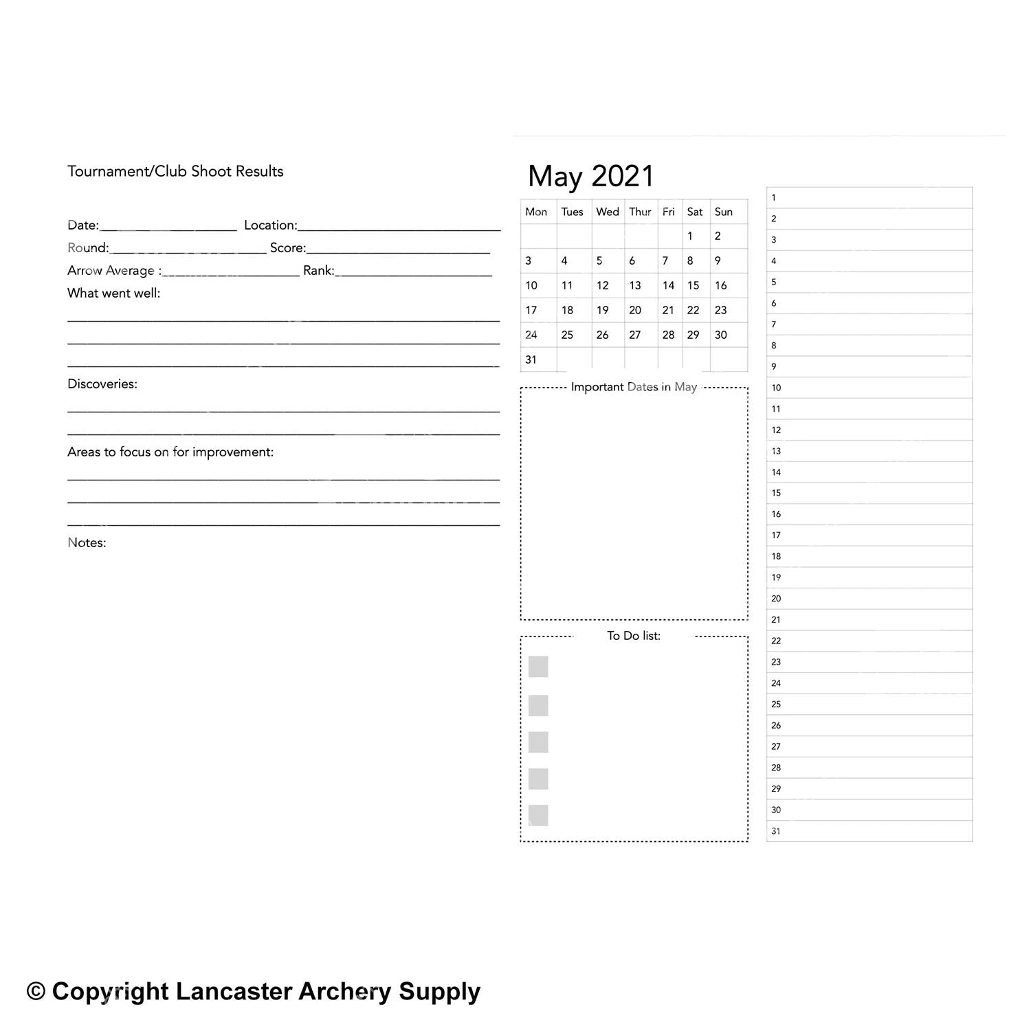 Jake Kaminski 2021 Kaminski Archery Performance Planner 6 Jake Kaminski 2021 Kaminski Archery Performance Planner - Image 4