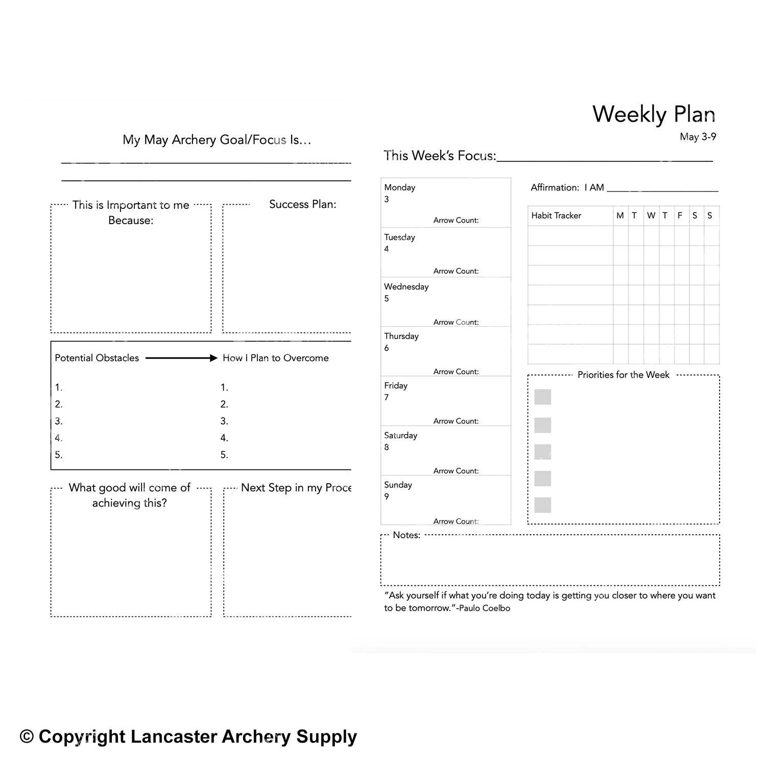 Jake Kaminski 2021 Kaminski Archery Performance Planner 7 Jake Kaminski 2021 Kaminski Archery Performance Planner - Image 5